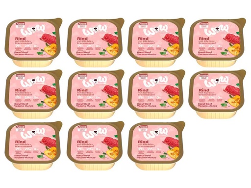 [90311674 1604822] WOW Nassfutter Junior Rind Schale, 11 x 150 g