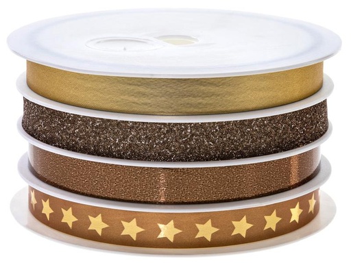 [90311842 1256490] Pattberg Geschenkband Glitter Star 1 cm x 20 m, Gold