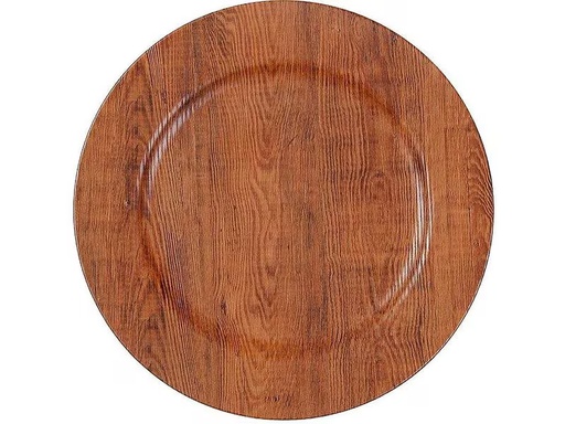 [90312048 1524873] INGES CHRISTMAS DECOR Weihnachtsteller Holzoptik Ø 33 cm, Braun