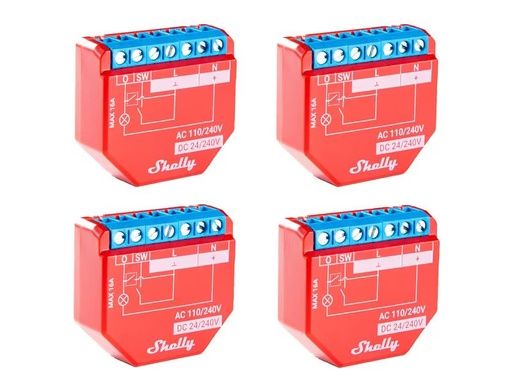 [90312232 1613655] Shelly WLAN-Schaltaktor Plus 1PM WiFi-Switch, Viererpack