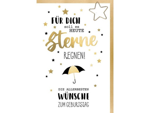 [90312294 1560951] Braun + Company Geburtstagskarte Sterne Regen 11.5 x 17 cm