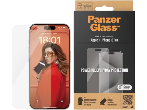 [90313241 1589892] Panzerglass Displayschutz Classic Fit iPhone 15 Pro