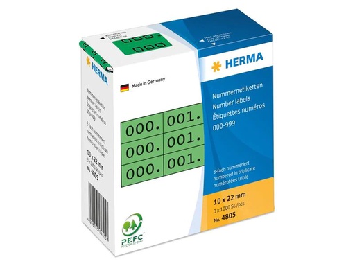 [90051323 1123688] HERMA Nummer-Etiketten 4805 10 x 22 mm, Grün