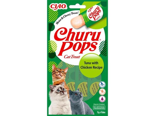 [90313343 1571726] CIAO Churu Katzen-Snack Pops Thunfisch &amp; Huhn, 4 x 15 g