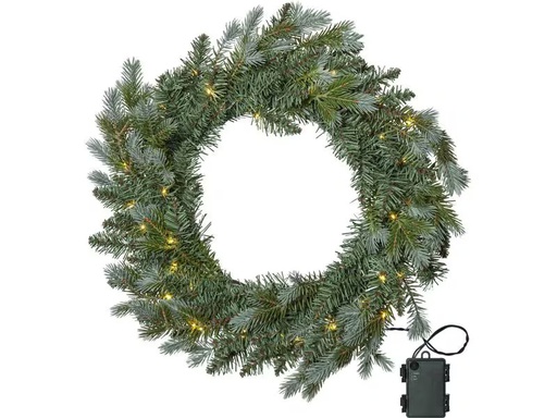 [90314440 1568586] Star Trading LED-Weihnachtskranz Greyland, Ø 55 cm, Grün