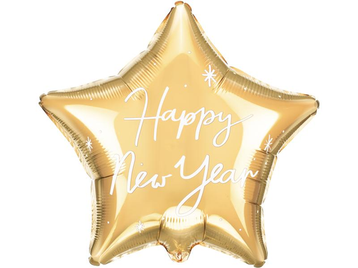 [90314526 1472996] Partydeco Folienballon Happy New Year Gold, 38 x 44 cm, 1 Stück