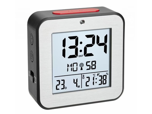 [90314647 1614789] TFA Dostmann Digitalwecker mit Innentemperatur Schwarz/Silber