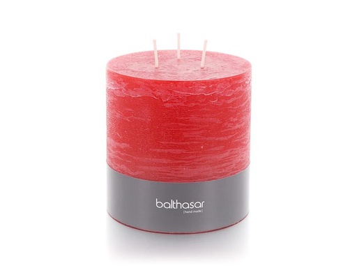 [90314653 1616666] balthasar Mehrdochtkerze Rustico 12 cm x 12 cm, Rot