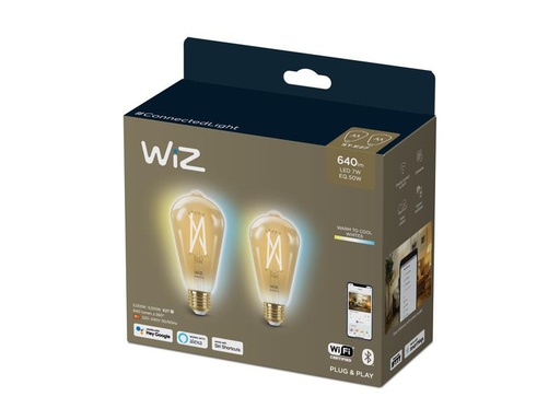 [90315170 1615235] WiZ Leuchtmittel 7W (50W) E27 ST64 Filament Amber Doppelpack