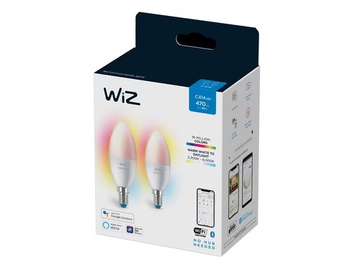 [90315247 1615232] WiZ Leuchtmittel 4.9W 40W E14 C37 TunableWhite&amp;Color Doppelpack