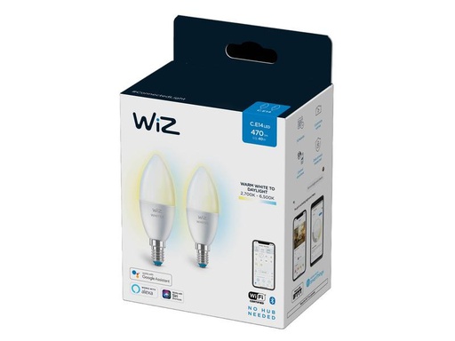 [90315296 1615229] WiZ Leuchtmittel 4.9W (40W) E14 C37 Tunable White Doppelpack