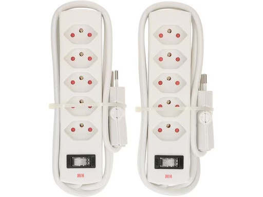 [90315518 1611191] Max Hauri Doppelpack Steckdosenleiste 5 x Typ 13, Safety Line, Weiss