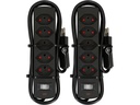 Max Hauri Doppelpack Steckdosenleiste 5 x Typ 13, Safety Line, Schwarz