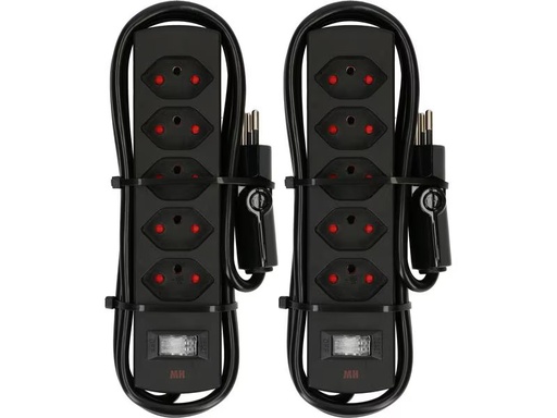 [90315532 1611189] Max Hauri Doppelpack Steckdosenleiste 5 x Typ 13, Safety Line, Schwarz