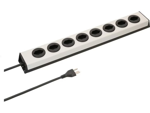 [90315589 1611172] Max Hauri Steckdosenleiste 8 x Typ 23 Power Line, Silber / Schwarz
