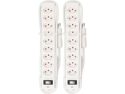 [90315626 1611179] Max Hauri Doppelpack Steckdosenleiste 9 x Typ 13 Safety Line, Weiss