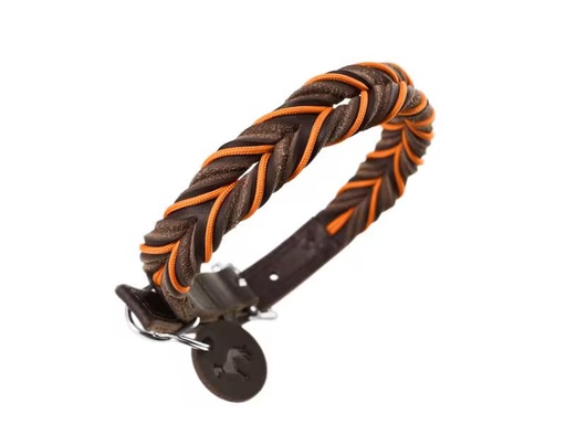 [90315892 1561390] Hunter Halsband Solid Education Cord, M-L (60), Dunkelbraun/Orange