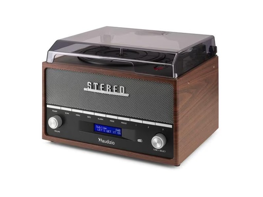 [90315903 1621342] Audizio Plattenspieler mit Bluetooth Frisco Braun/Grau