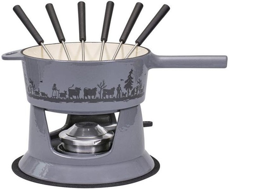 [90316333 1621885] Kadastar Käsefondue-Set Alpaufzug Familie 9 Teile, Blaugrau