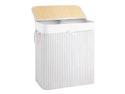 [90316546 1614590] Songmics Wäschekorb  mit Deckel 100 l, Weiss