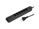 STEFFEN Steckdosenleiste IQ 6 x T13, USB-A+C Anthrazit, 3 m Kabel