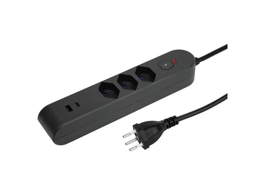 [90316731 1619547] STEFFEN Steckdosenleiste IQ 3 x T13, USB-A+C, Anthrazit, 3 m Kabel