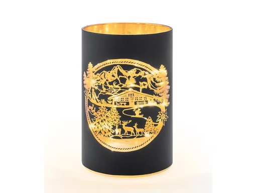 [90317418 1603108] STT Windlicht Swiss Alps S, 14 cm, Schwarz/Gold