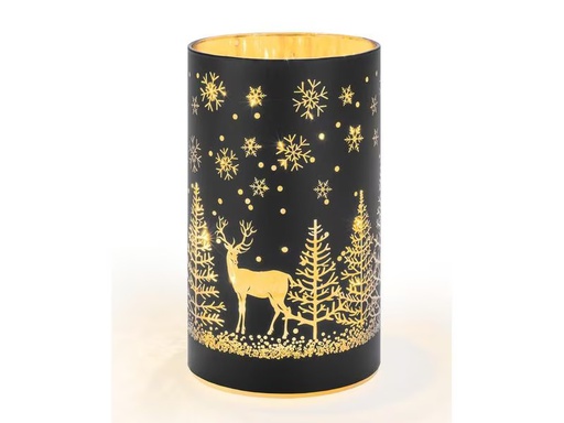 [90317478 1603111] STT Windlicht Forest M, 16 cm, Schwarz/Gold