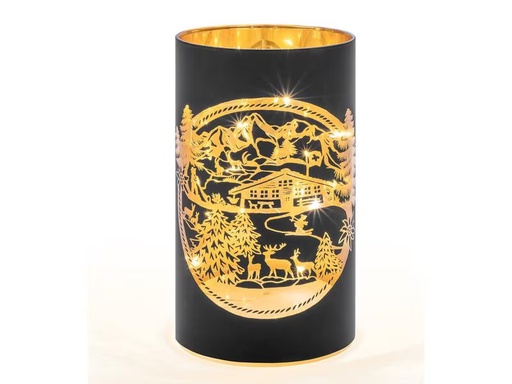 [90317495 1603109] STT Windlicht Swiss Alps M, 16 cm, Schwarz/Gold