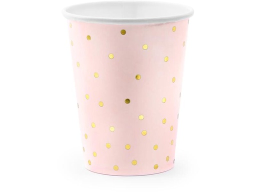 [90317639 1600489] Partydeco Einwegbecher Punkte 260 ml, 6 Stück, Hellrosa