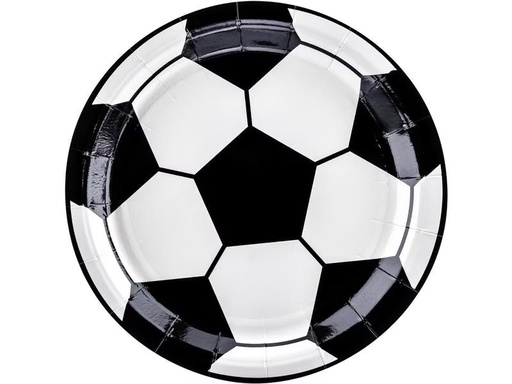 [90317704 1600510] Partydeco Einwegteller Fussball 18 cm, 6 Stück, Schwarz/Weiss