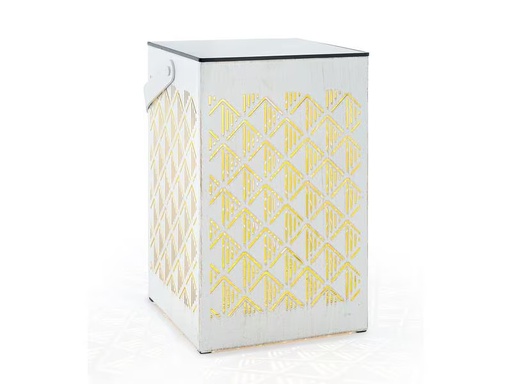 [90317722 1603105] STT Laterne Muster Recharge USB, 24.5 cm, Weiss/Gold