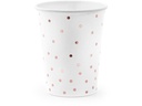 Partydeco Einwegbecher Punkte 260 ml, 6 Stück, Rosegold/Weiss