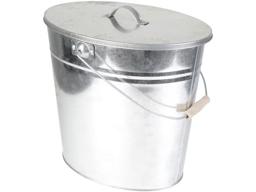 [90318039 1622856] Kamino Ascheeimer mit Deckel, 24 l, Silber
