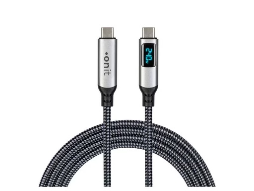 [90318230 1576649] onit USB4-Kabel Premium LED USB C - USB C 1 m, Grau/Schwarz