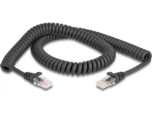 [90318359 1632364] Delock Patchkabel Spiralkabel Cat 5e, UTP, 2 m, Schwarz
