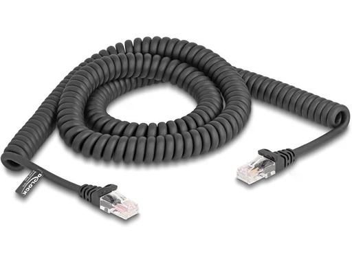 [90318375 1632365] Delock Patchkabel Spiralkabel Cat 5e, UTP, 3 m, Schwarz