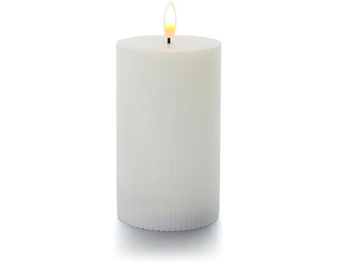 [90318467 1631969] balthasar LED Zylinderkerze Rillen, Weiss
