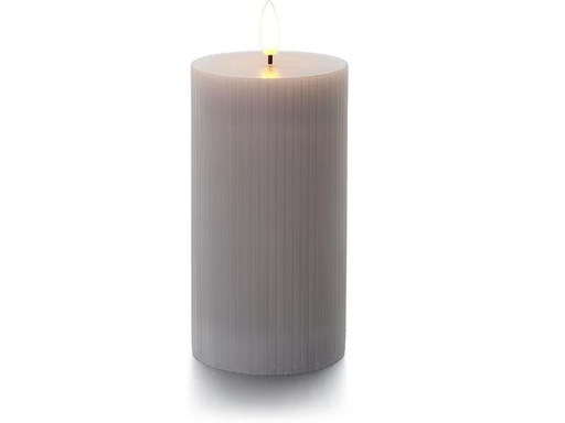 [90318567 1631978] balthasar LED Zylinderkerze Rillen, Hellgrau