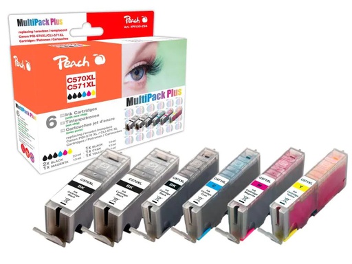 [90051884 464874] Peach Tintenset Canon PGI-570XL / CLI-571XL C, M, Y, 3x BK