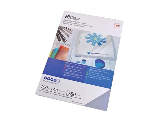 [90005170 231251] GBC Einbanddeckel HIClear A4, 180 µm, 100 Stk., Transparent