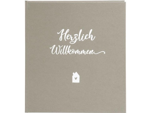 [90318887 1594613] Goldbuch Gästebuch Herzlich Willkommen 23 x 25 cm, 176 Seiten, Taupe
