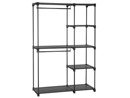 [90319261 1626102] VASAGLE Garderobenständer mit 2 Hängefächer 112 x 165 cm, Schwarz