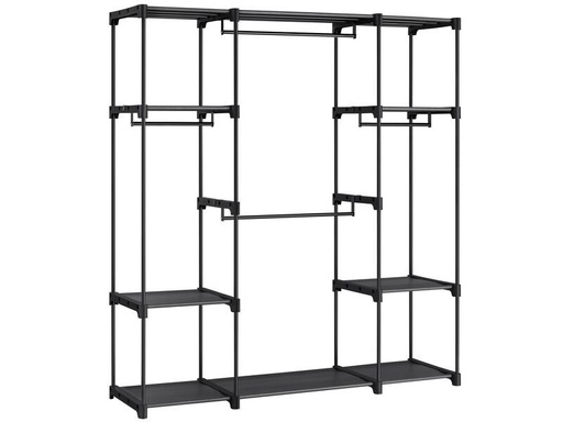[90319466 1626100] VASAGLE Garderobenständer mit 4 Hängefächer 151 x 166 cm, Schwarz