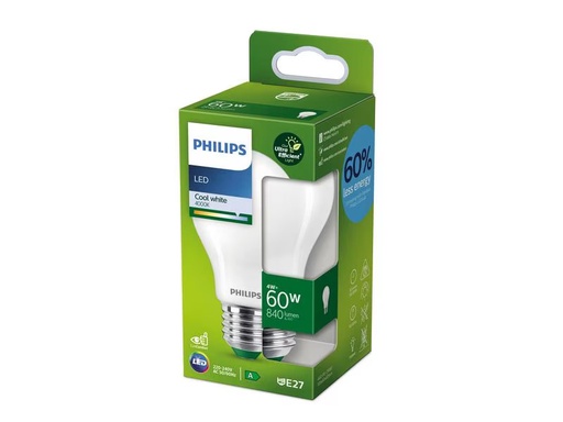 [90319779 1555343] Philips E27 LED, Ultra-Effizient, Neutralweiss, Matt, 60W Ersatz