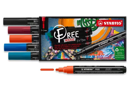 [90319900 1632627] STABILO Acrylmarker Free Acrylic T300 Urban 5-Etui