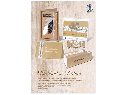 [90052101 1158336] URSUS Bastelpapier Natura A3, 250 g/m²,  16 Stück, Braun