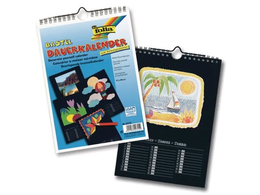 [90052103 649257] Folia Dauerkalender 17 x 24 cm, Schwarz