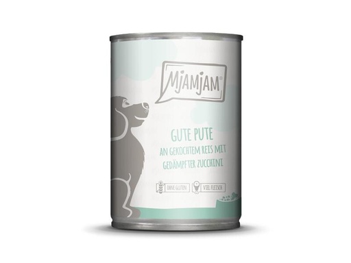 [90321168 1632341] Mjamjam Nassfutter Pute mit Reis und Zucchini, 400 g