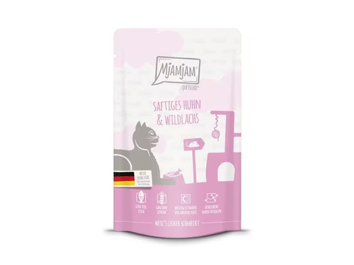 [90321181 1632333] Mjamjam Nassfutter Quetschie Huhn &amp; Wildlachs, 125 g